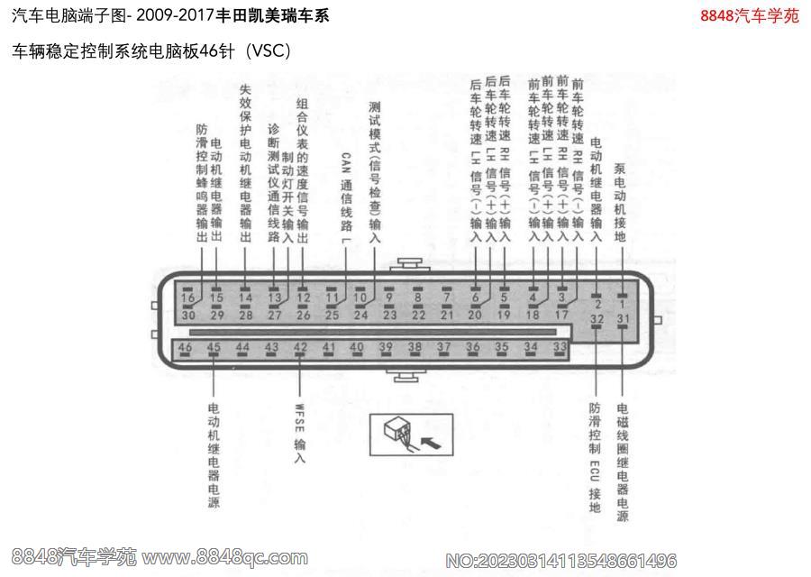 2009-2017丰田凯美瑞-车辆稳定控制系统电脑板46针（VSC） 